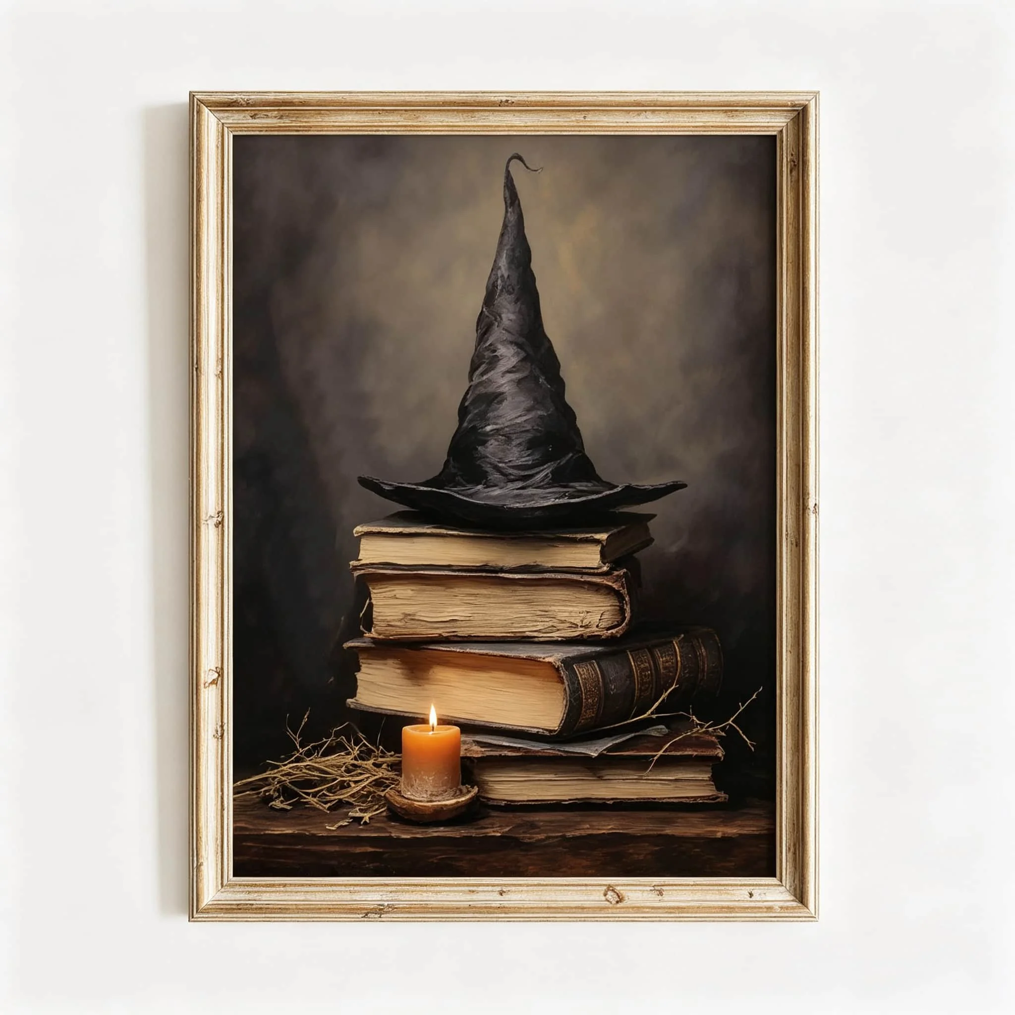 Printable Vintage Halloween Wall Art Witch & Ghost Art Spooky Black Cat Print Gothic Moody Halloween Room Decor Gift Poster