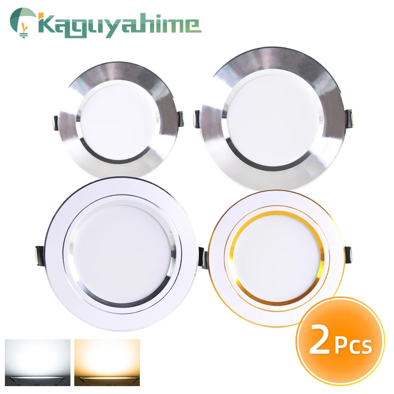 Kaguyahime-foco LED empotrable, lámpara de Panel redondo ultradelgado, 2 piezas, 3W, 5W, 9W, 15W, 18W, CA 220V, 230V, 240V