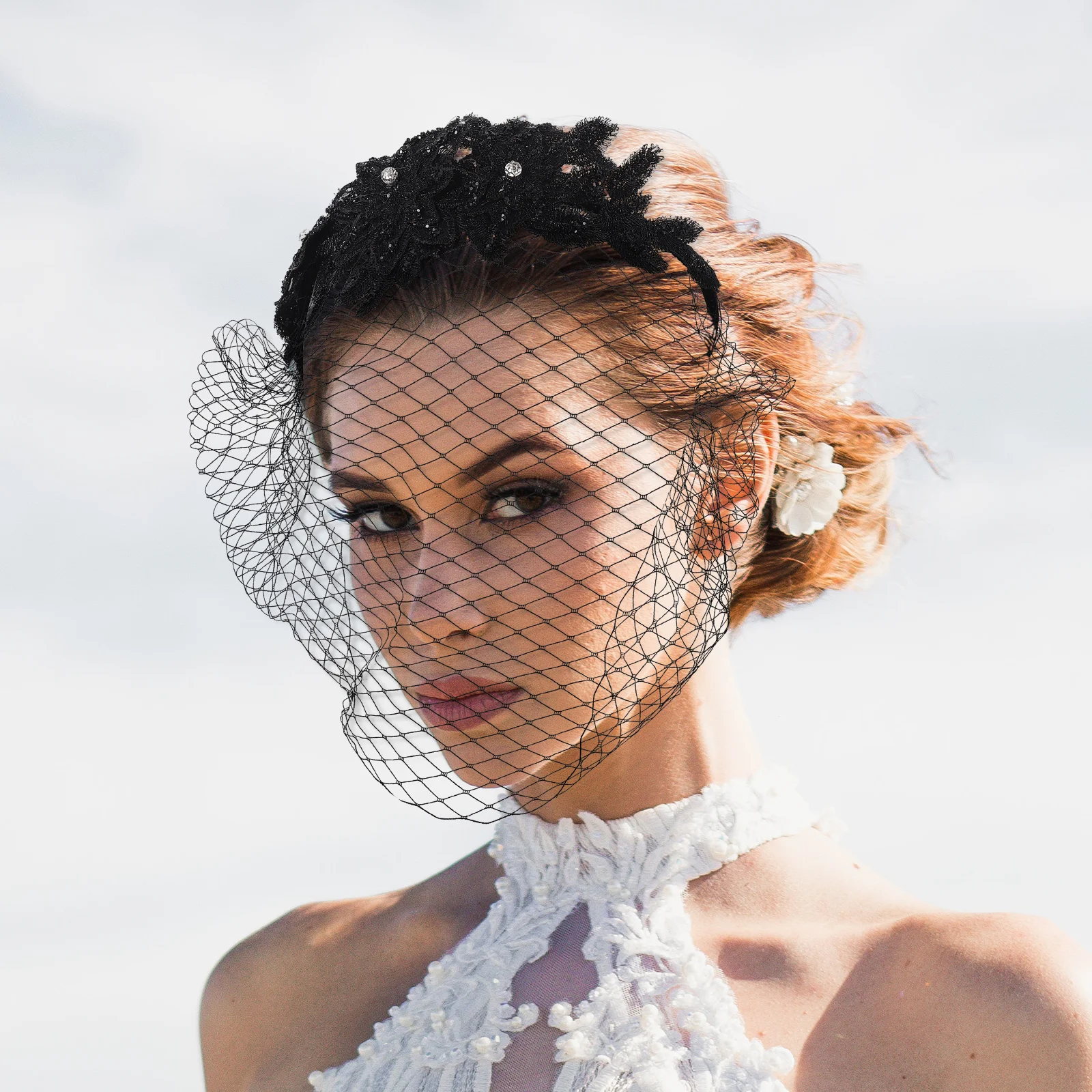 

Veil Headband Retro Hair Accessories Woman Headdress Wedding Brides Bands Lace Decor Glamorous Elegant Mesh Tool