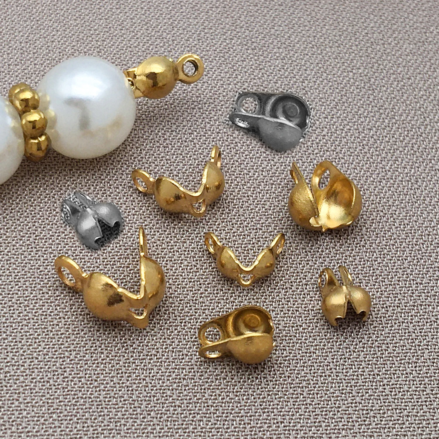 20pcs/lot 5/6/8mm Stainless Steel Bracelet Ends Beads End Tips Connector For DIY Necklaces Earrings Jewelry Making Accessories ﻿