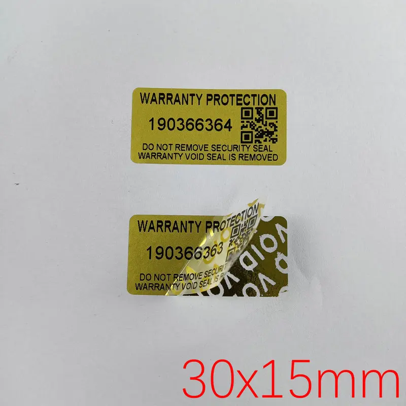 100PCS protection warranty sheet 30mm × 15mm gold safety seal anti-counterfeiting warranty sheet fake decals