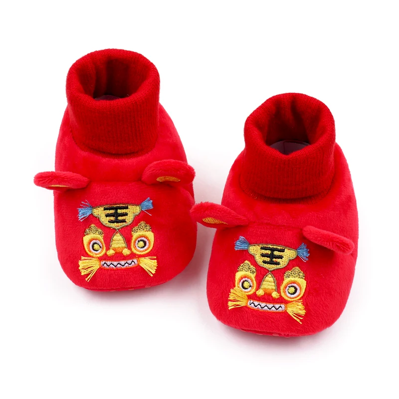 New Year Tiger Head Baby Girls Boys Shoes Socks Tradition Chinese Clothing Soft Sole Comfortable Neonatal Prewalker Indoor Shoes