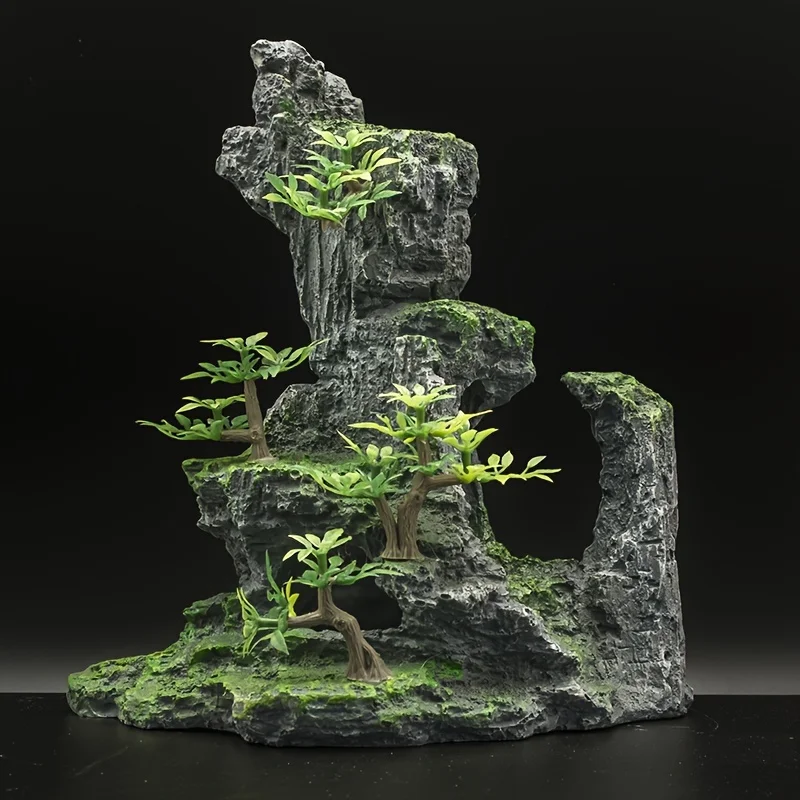 1pc Aquarium Landscaping, Aquarium Decoration, Artificial Mountain, Imitation Water Grass Ornaments, Imitation Small Mountain