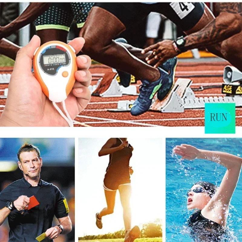 Portable Handheld Sports Stop Watch Digital Display Fitness Timer Counter 4colors For Sports Stopwatch Chronograph Professional