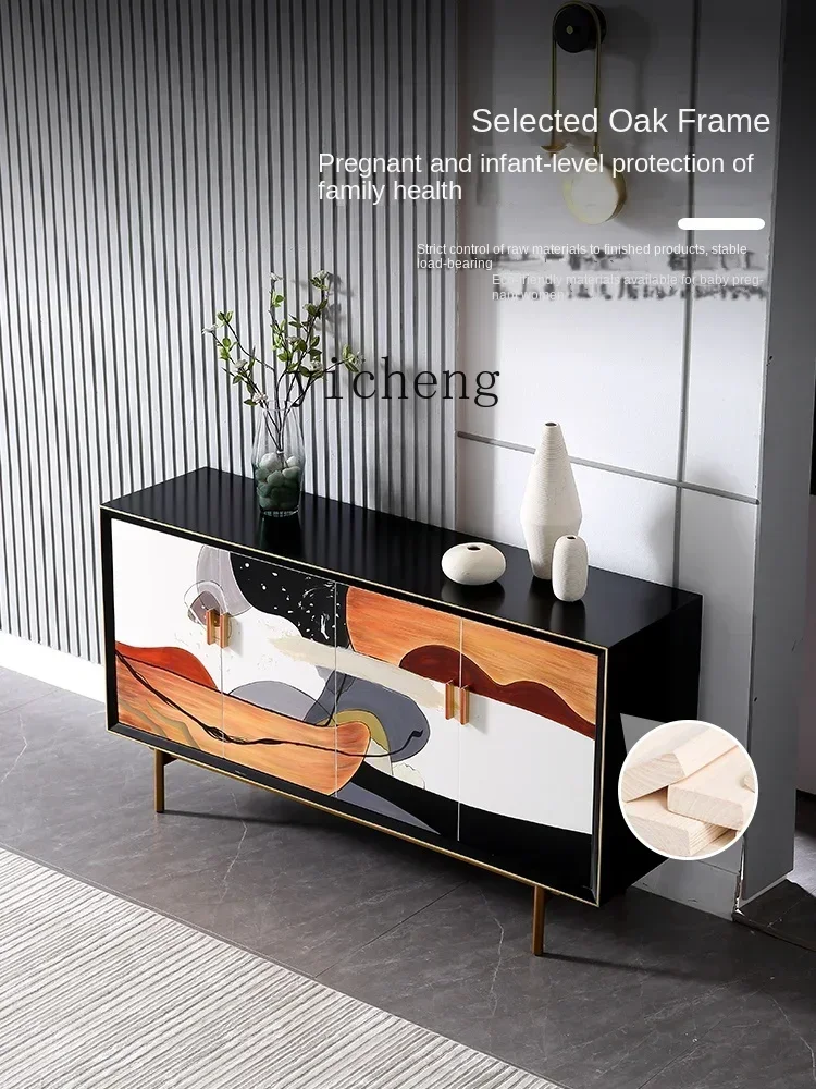 

OO3-wabi-sabi wind side cabinet simple modern solid wood light luxury minimalist household side cabinet