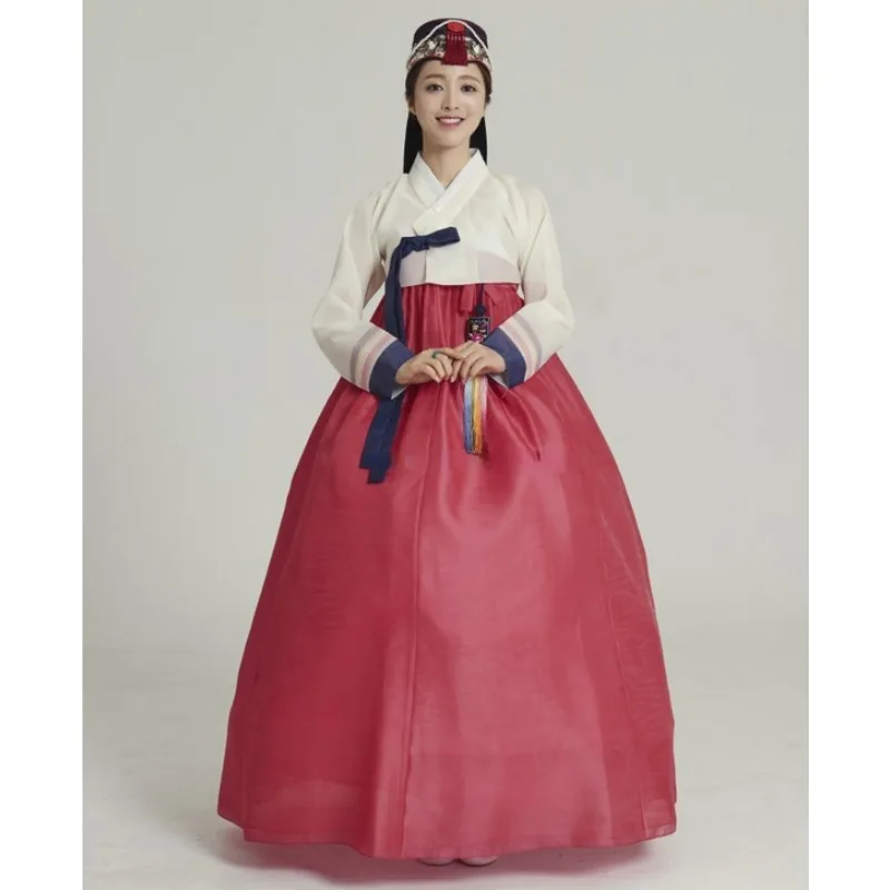 

Retro Hanbok Bride Wedding Traditional Hanfu White Top and Red Skirt