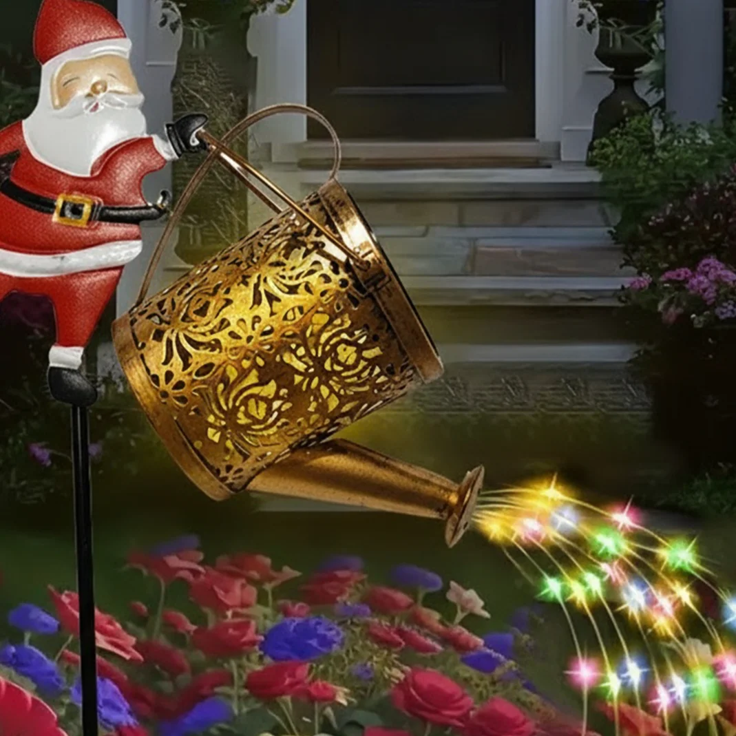 أضواء غلاية شمسية لعيد الميلاد، ضوء حديقة الحديقة أو أضواء ليلية ملونة، غلاية سانتا كلوز، مصباح أرضي للديكور الخارجي #1