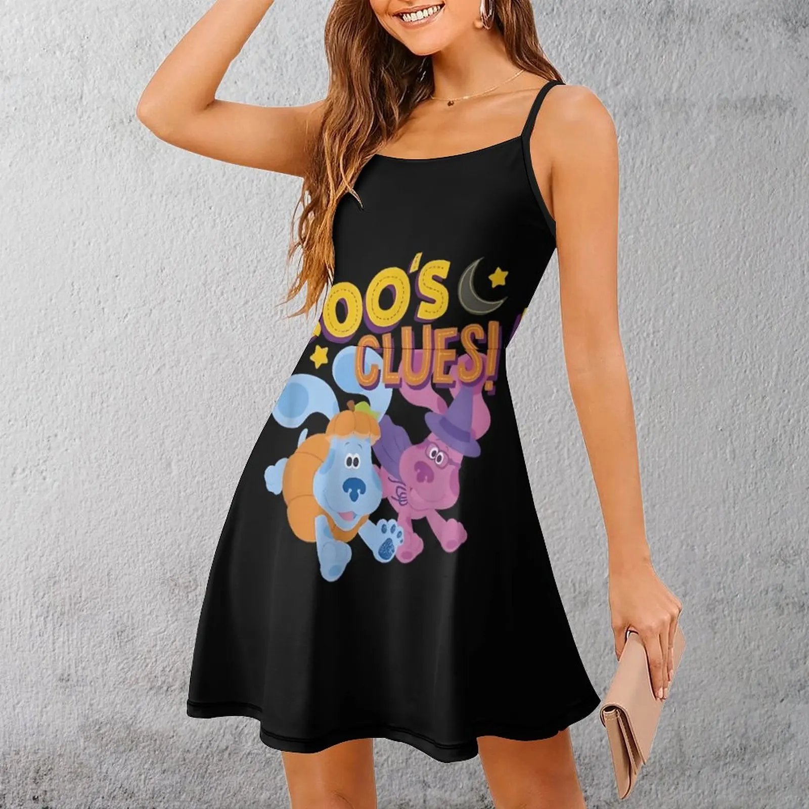 

Экзотическое женское платье, платья Boo's Clues, женское платье на бретельках с забавными графическими клубами, забавная новинка
