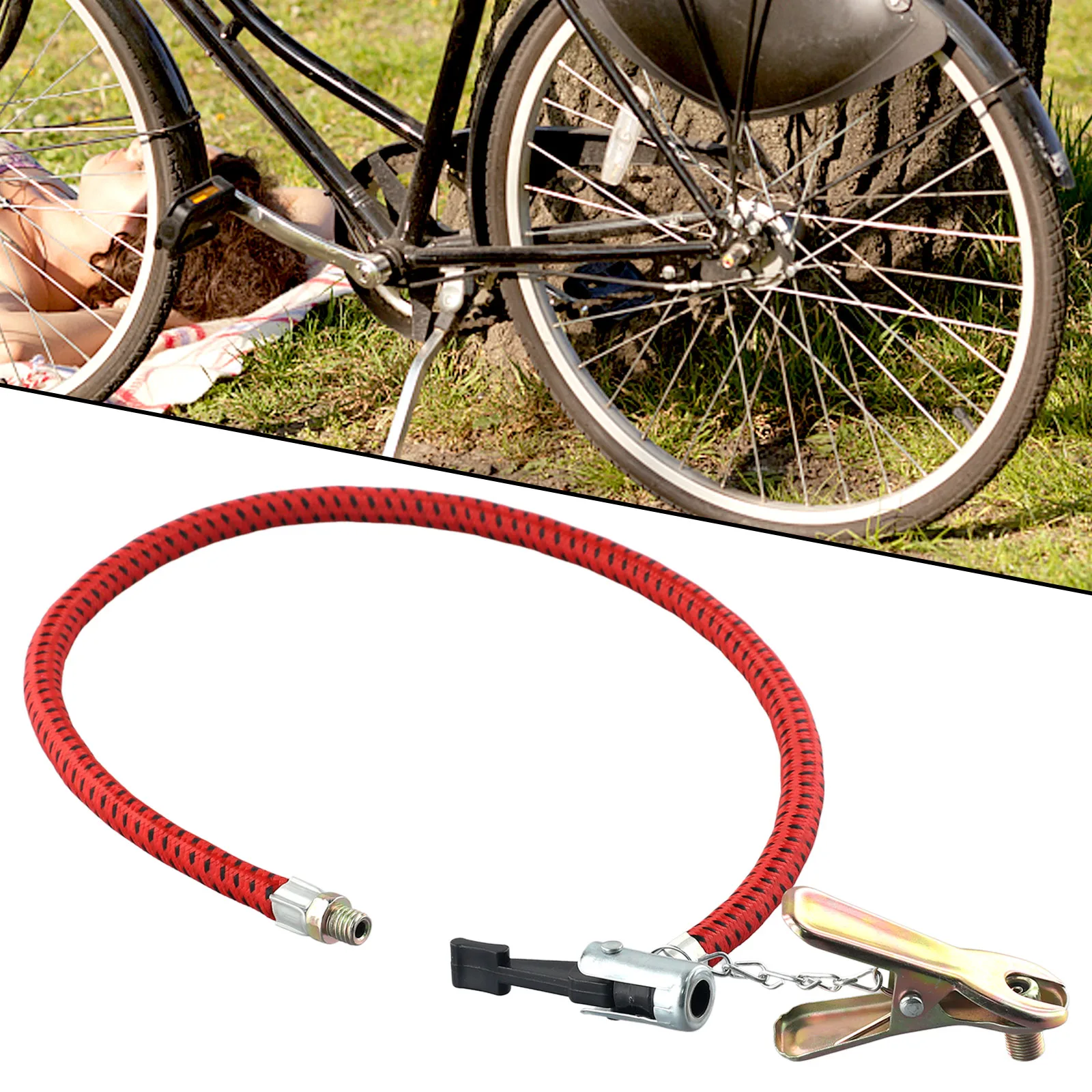 Bicycle Inflator Hose E-bike Air Pump Tube With Clip UK Nozzle Bike Scooters 60cm Cycling Air Pump Inflator Adapter Hose