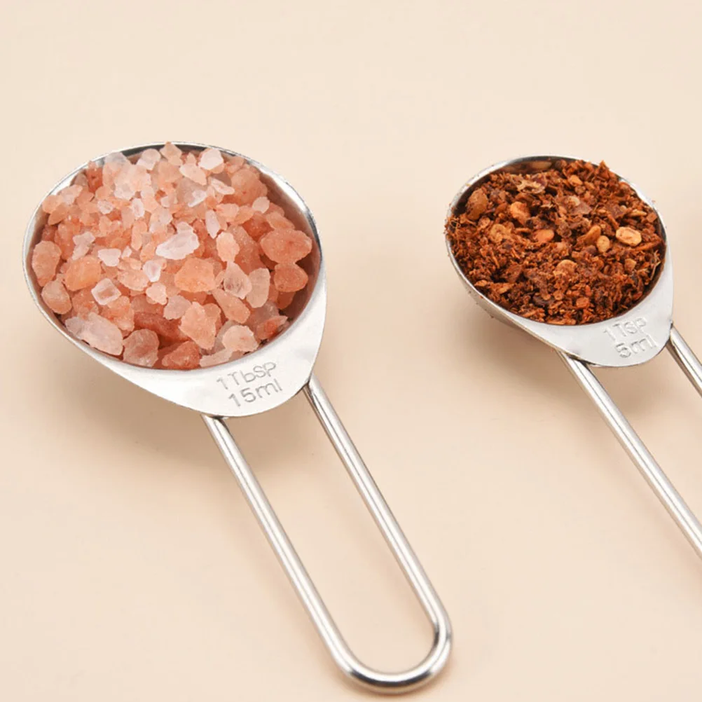 

2 Sets Baking Measuring Cups Spoons Stainless Steel Ingredients Tools Powder Liquid Easy Clean Waterproof Rustproof