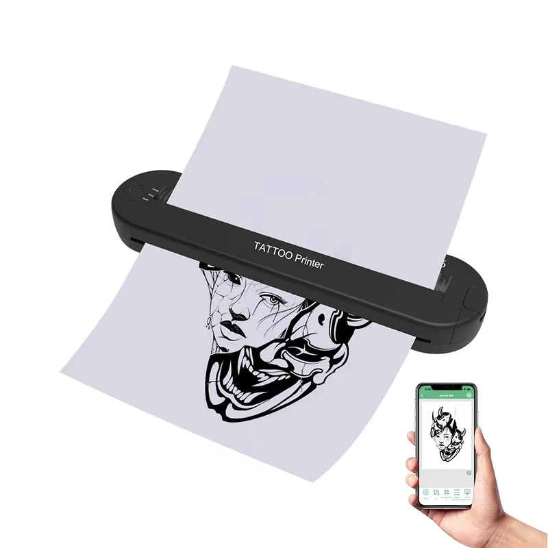 Portable Wireless Temporary Tattoo Transfer Printer, Stainless Steel Hot Copier Transfer Paper Tattoo Template Printing