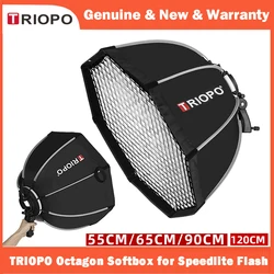 TRIOPO 55cm 65cm 90cm 120cm 55cm 65cm 90cm 120cm octógono dobrável softbox s suporte aperto de mão para godox v860iii tt600 yongnuo speedlite flash luz