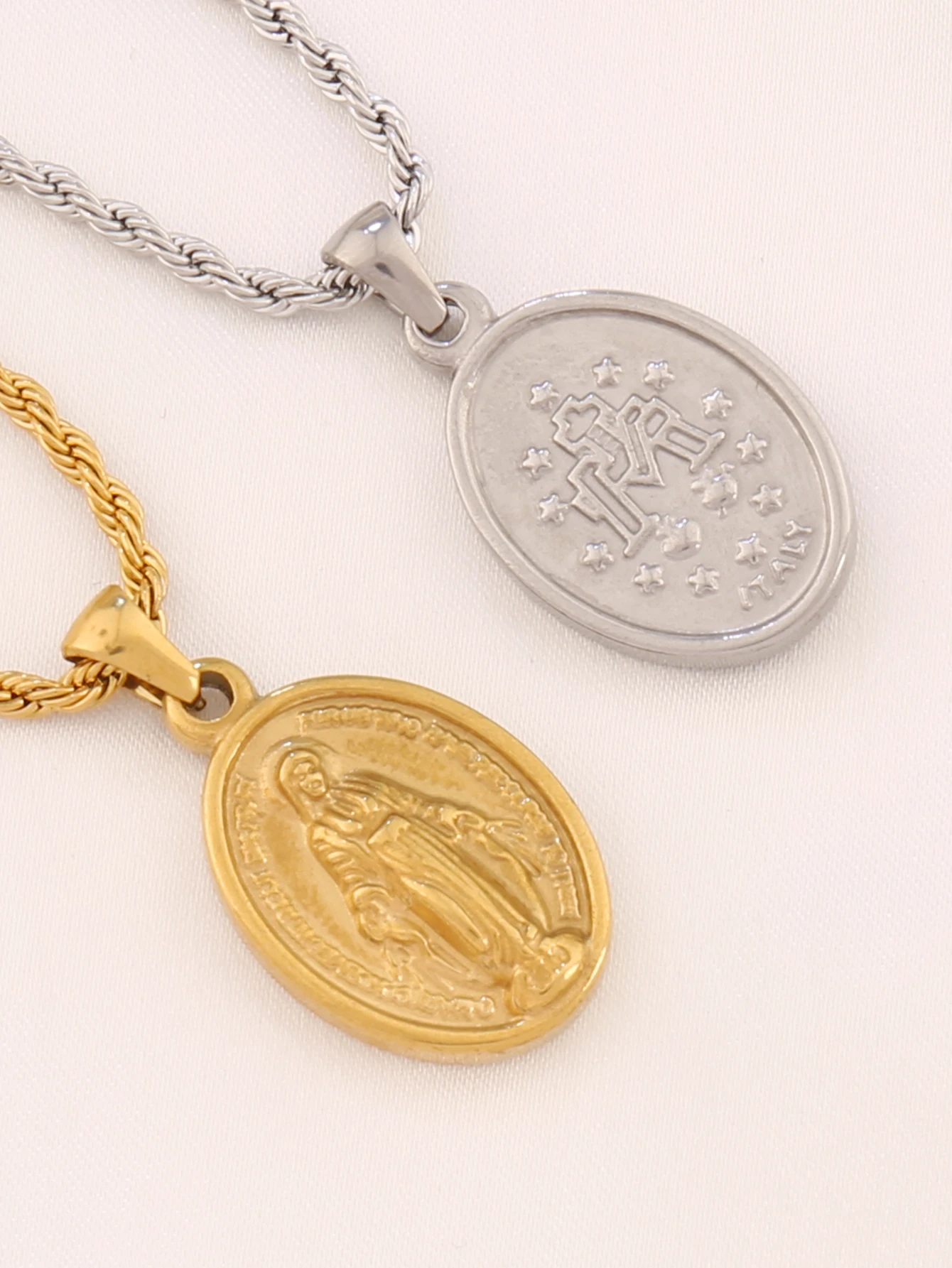 316L Stainless Steel Virgin Mary Madonna Goddess Charms Religious Pendant Necklace For Women Chain Necklaces Jewelry