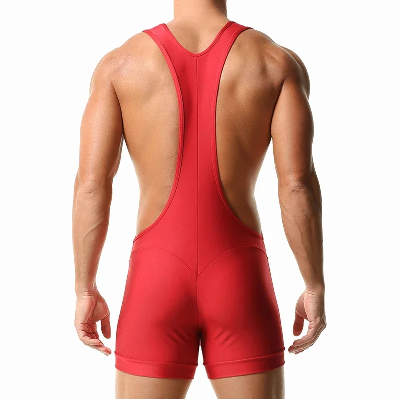 TAUWELL Deep V Sculpt Fitness Leotard Singlet Wrestling Bodysuit - men's Sportswear for Gym And Exercise
