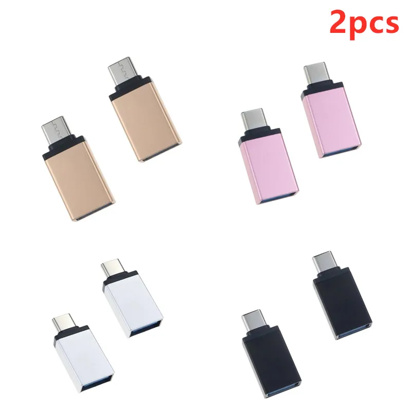 2Pcs USB Type C Plug to USB 2.0 A Female to Micro USB Male OTG Adapter Converter OTG Cable Connector For Mouse Keyboard U Disk