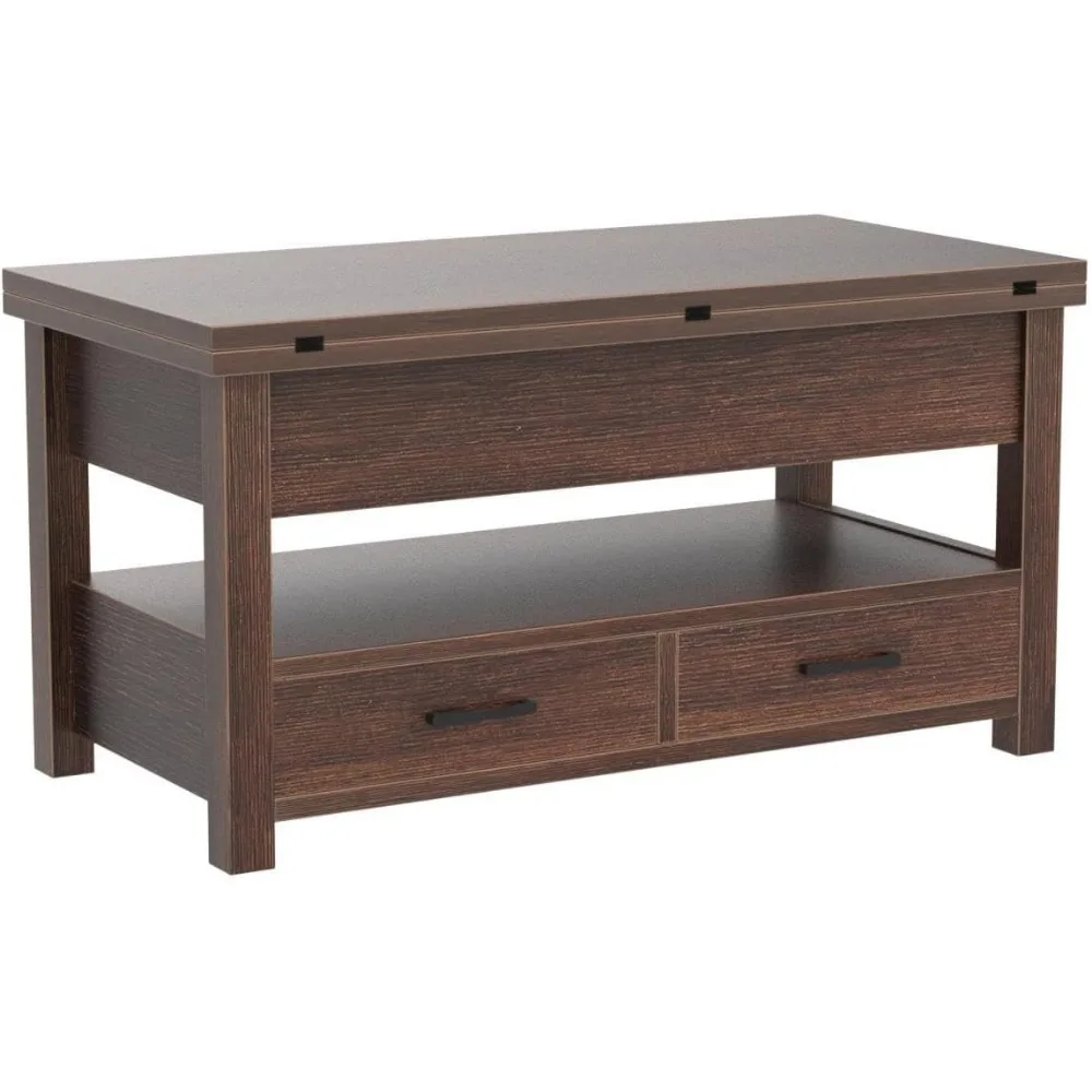 Coffee Table Lift Top,Multi-Function Convertible with Drawers and Hidden Compartment,Converts to Dining for Living Room Espresso