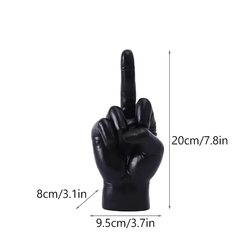 Middle Finger Hand Gesture Statue Modern Art Black Gold Silver Hand Resin Figurine Finger Model for Home Room Decor