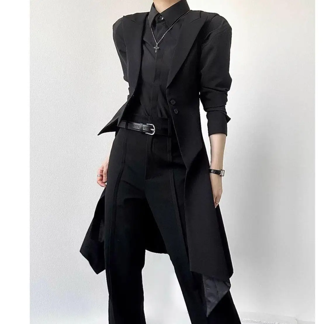 Conjunto de Traje Negro a Medida para Hombre y Mujer, Primavera-Otoño, Estilo Elegante, Chaqueta Entallada, Chaleco de Traje ...