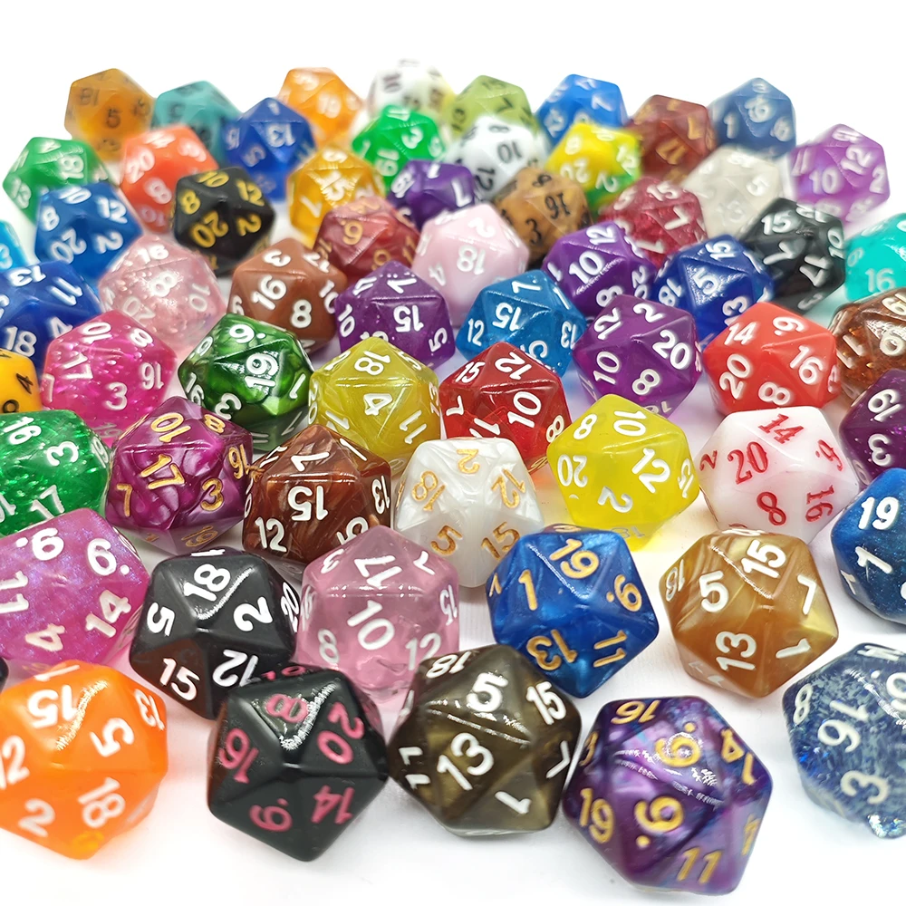 60Pcs Multi-Sided Dices Mixed Color Hot Selling Acrylic Ktv Fun Dice Board Game D20 Dices Table Board Game for Home view 4