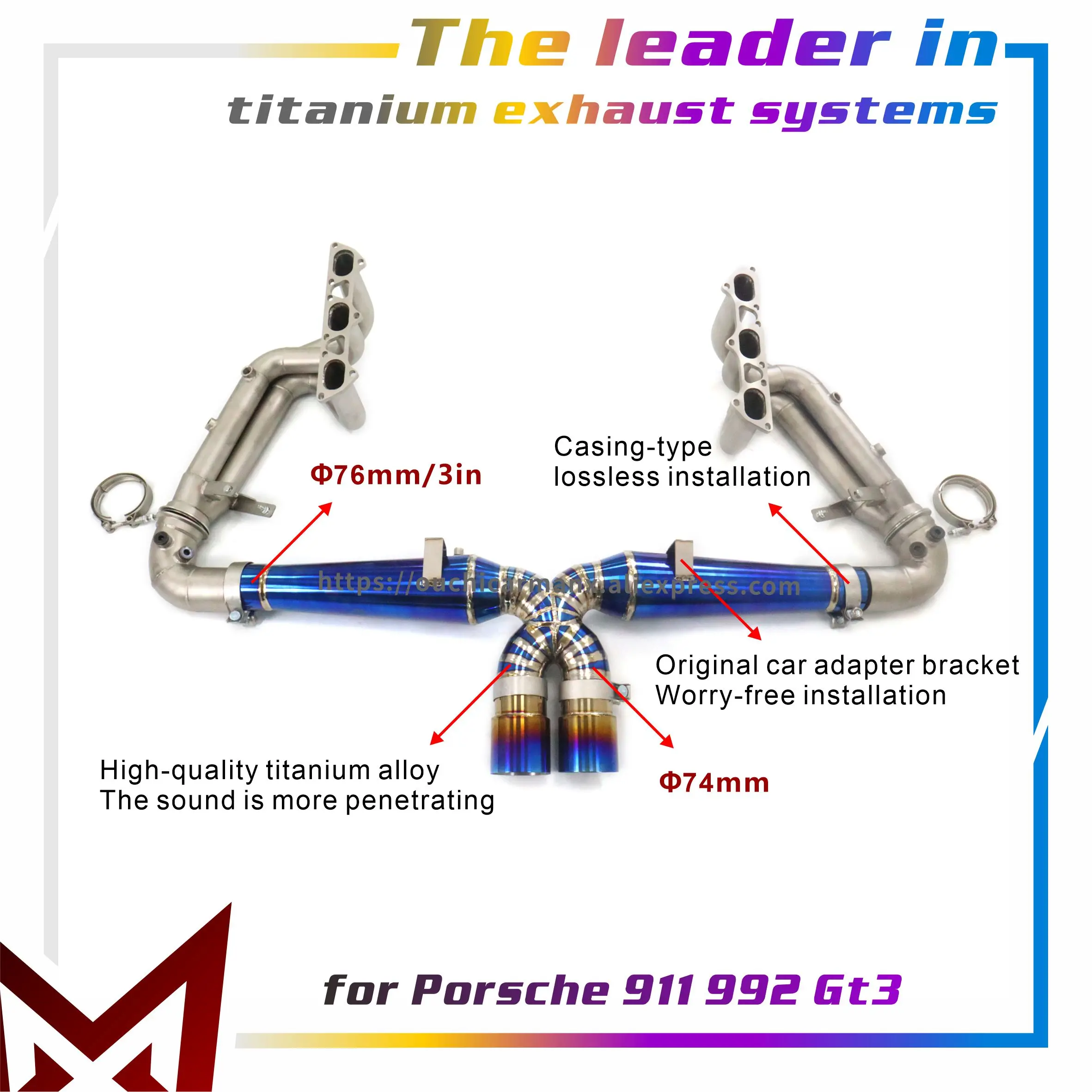 

MANX Ti Catback for Porsche 911 992 GT3 Downpipe Exhaust system with Catalytic Converter High performance manifold