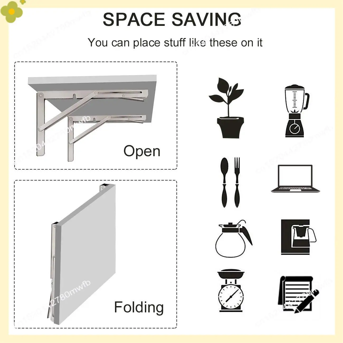 

LDHL 2 Pack 12 Inch Folding Shelf Brackets Heavy Duty Stainless Steel Collapsible Shelf Bracket For Table Work Bench, Space Savi