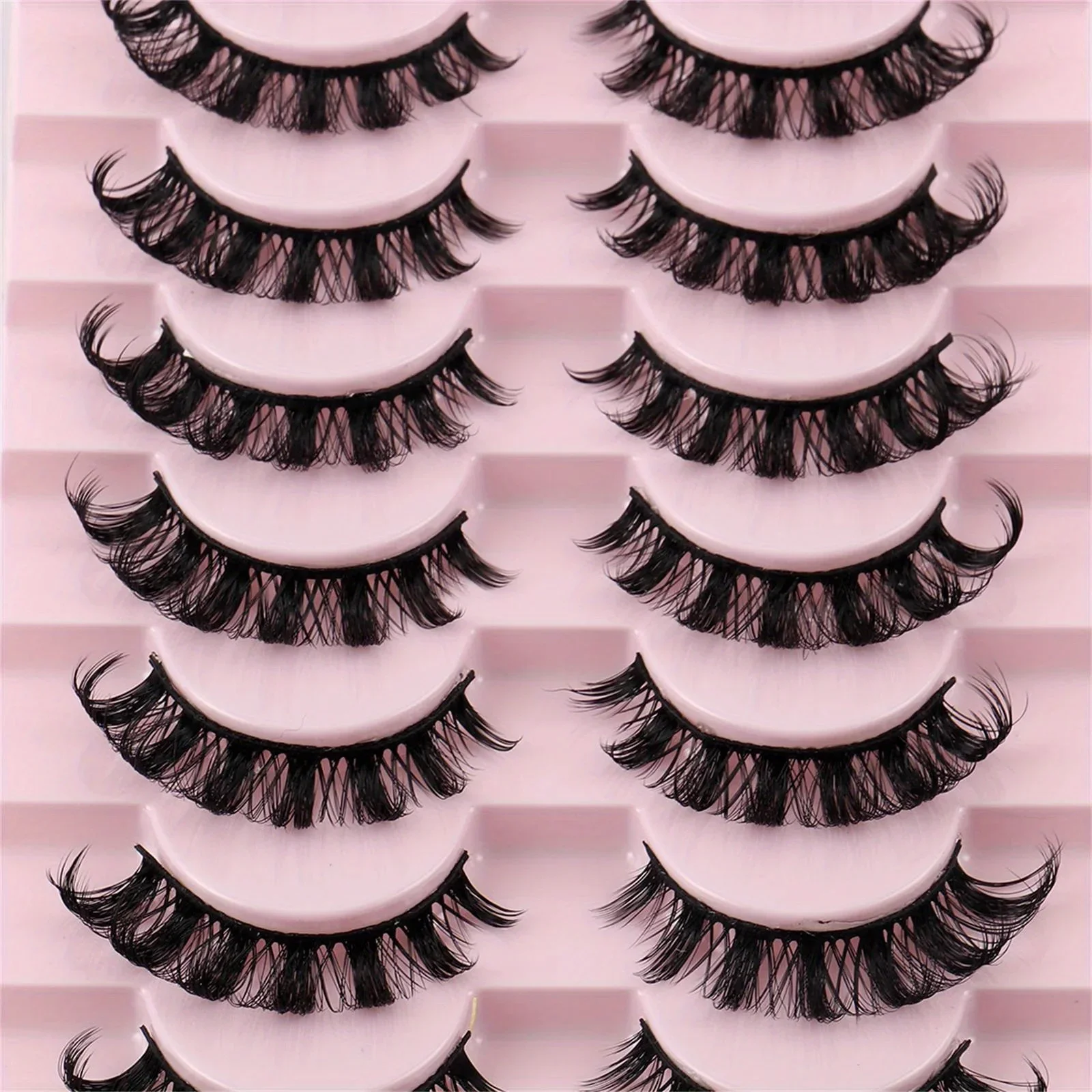 30Pairs 3-Pack Russian Strip Lashes D Curl Fake Lashes Natural Look Fluffy Volume Wispy Russian Lashes 3D Effect Fake Eyelashes