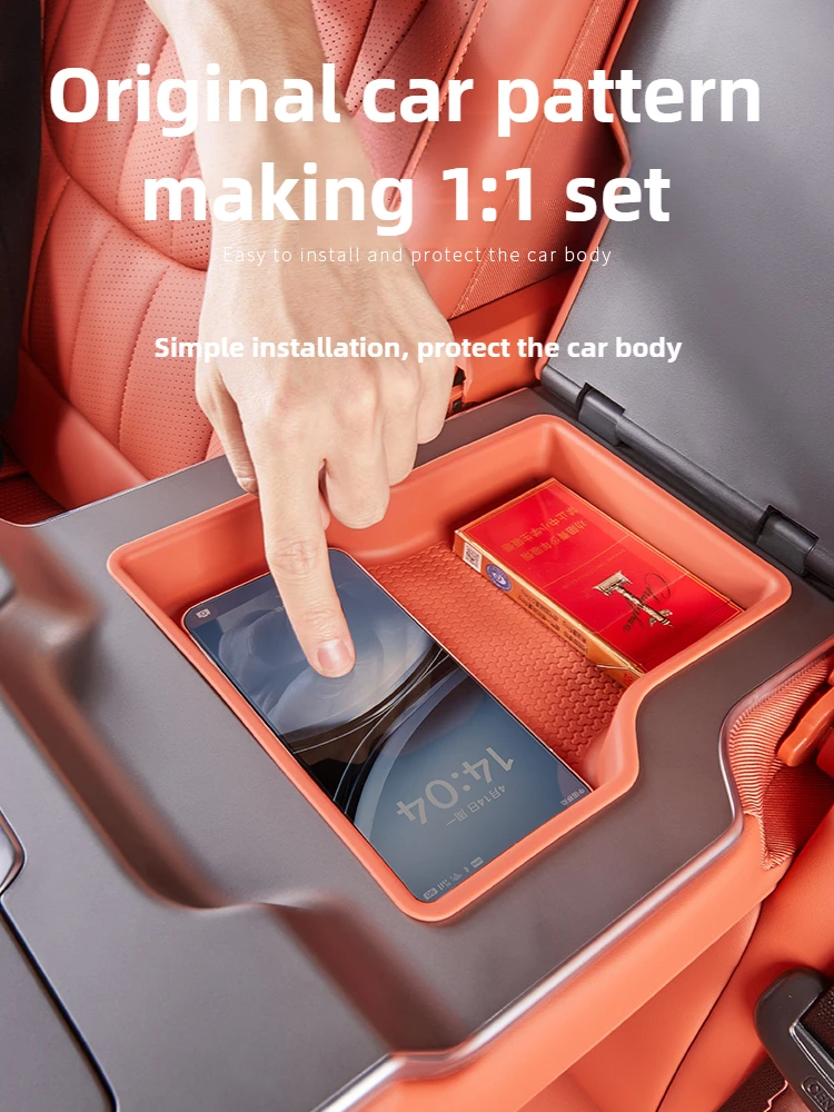 

for BYD Sealion 8 Tang L DM/EV Car Rear 2nd Row Armrest Silicone Storage Box Protective Pad Car Interior Storage Accessories