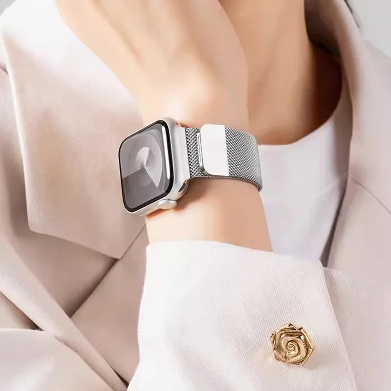 milanese Loop Band for apple watch Strap Ultra 49mm 45mm 44mm 41mm 40mm Metal Wristband bracelet iwatch series 9 8 7 6 5 4 3 SE image 5