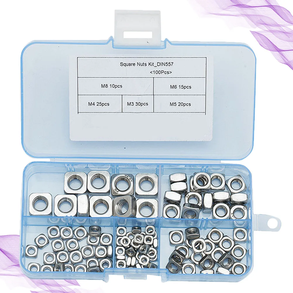 

100Pcs Premium Nut Set, 304 Stainless Steel Quality for Automotive, Construction, and Agricultural Applications