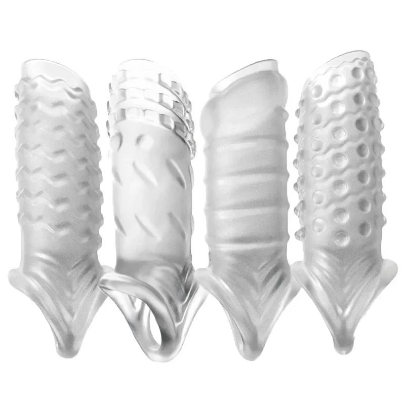 Newest Reusable Penis Sleeve Cock Rings Delay Ejaculation Clit Stimulation Penis Enlargemt Nozzle Sexy Toys for Men