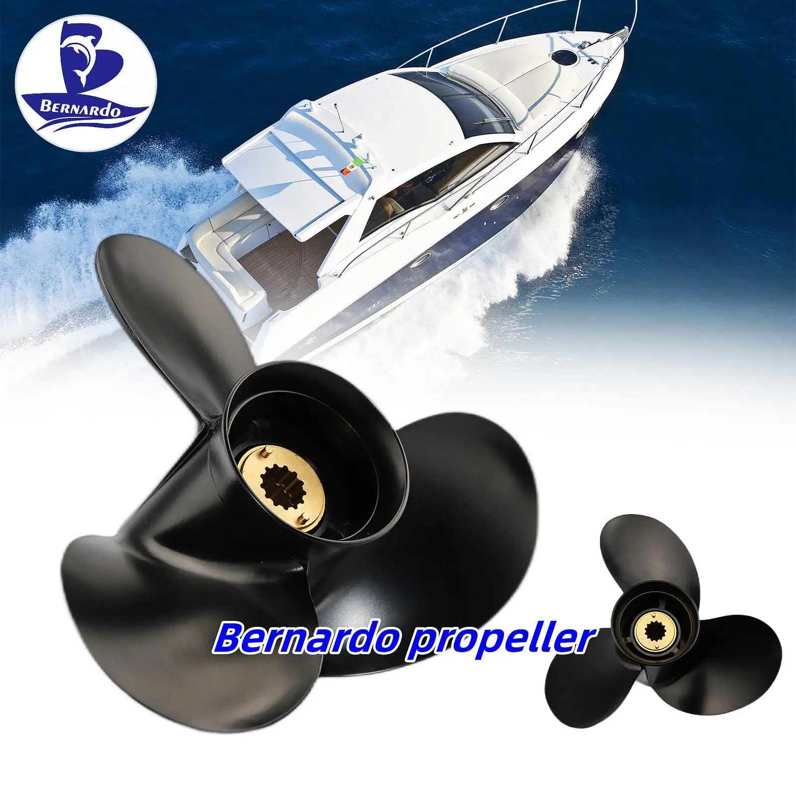 Bernardo Boat Propeller 10 1/8x15 Fit Mercury Outboard Engine 25 30 40 45 48 50 55 60 70HP Motor Aluminum 3 Blade13 Tooth Spline