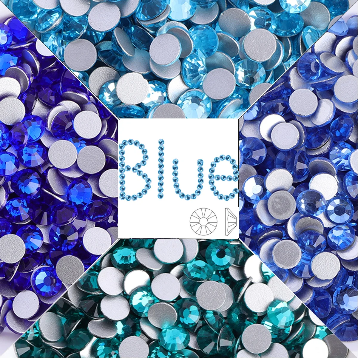 SS3-SS60 Serie azul brillo sin fijación por calor diamantes de imitación cristal de alta calidad para decoración de uñas para manualidades ropa diamante