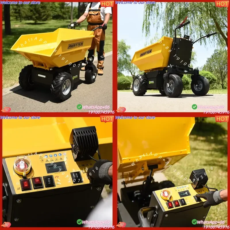 CE Certificate Austter EH50 500kg Hydraulic Electric Power Wheelbarrow 1000W Battery Mini Dumper Wheel Barrow for