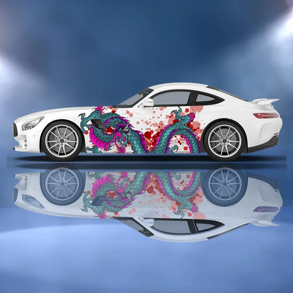 Line Flame Splash Dragon Car Vinyl Wraps Decal Self-adhesive PVC Sticker Suitable for Trucks and SUV Decoration Auto Accessories
