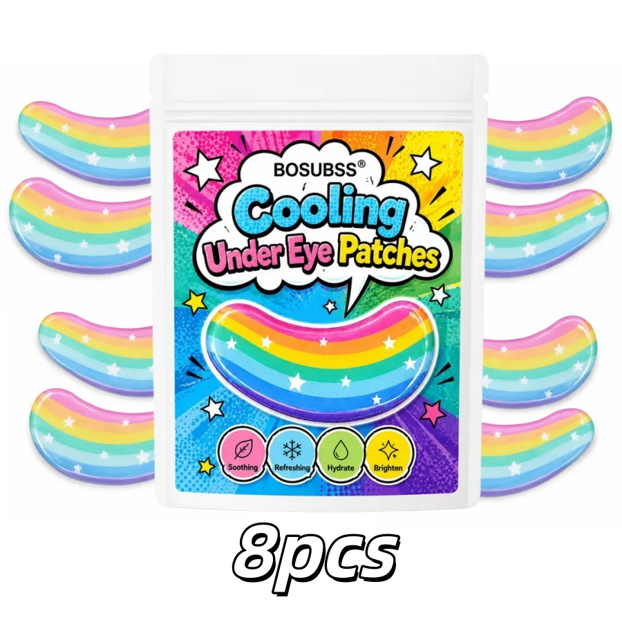 Rainbow Cooling Under Eye Patches 4/8Pcs Lightweight Gel Eye Masks Hydrating Daily Eye Care Soft Flexible Skincare Patches Trave