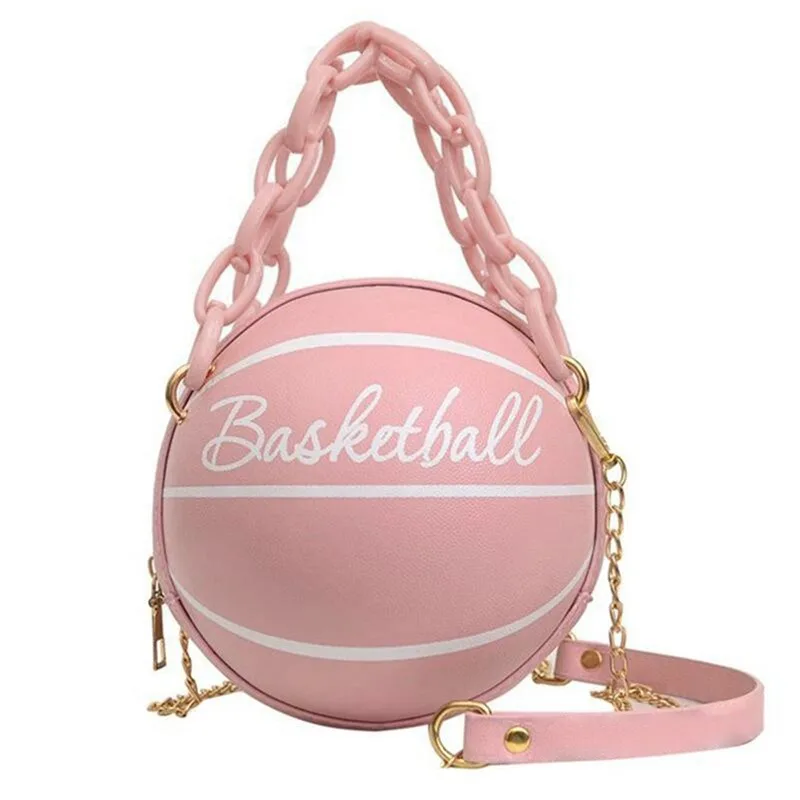 

Crossbody Bag New Network Red Personality Fun Pink Ins Versatile Chain Football Basketball Shoulder Bag Small Round Bag