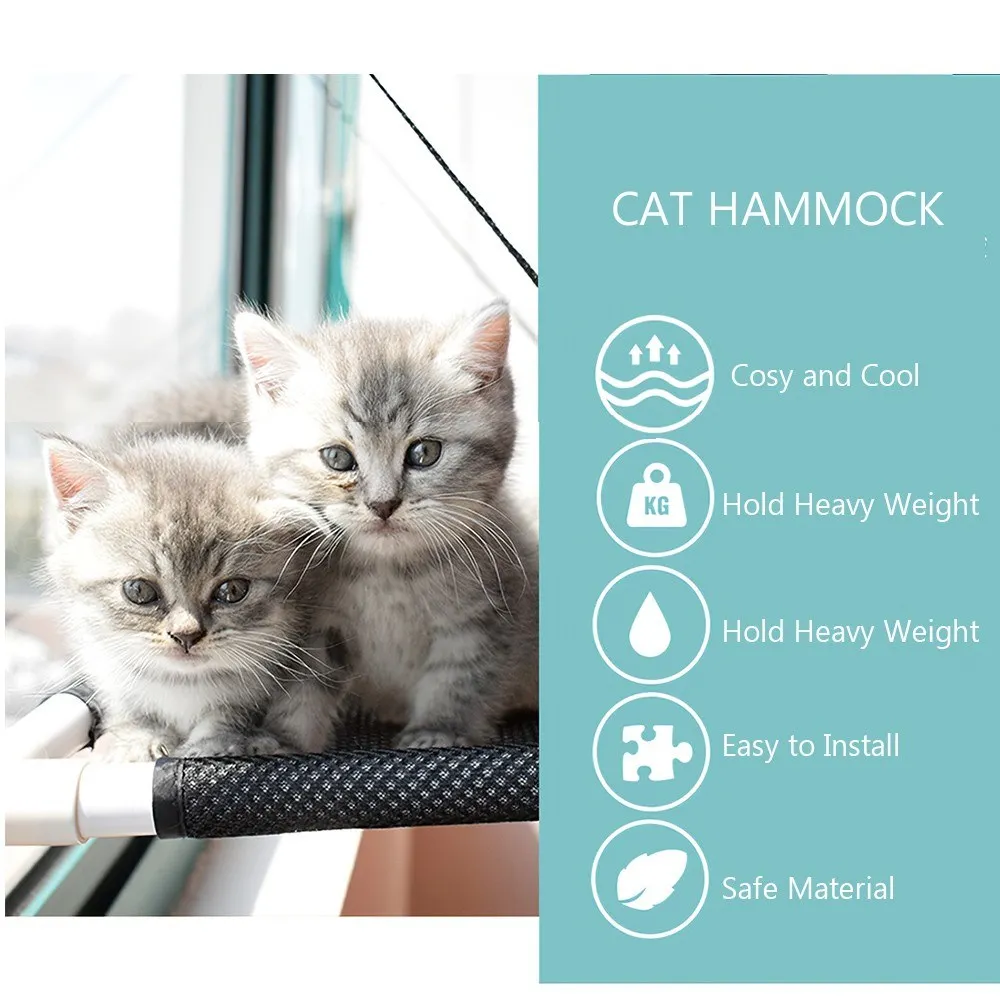 Cat Window Perch Hammock Bed Cooling Breathable Deck Window Suction Cups Seat Cat Shelves Sunbath Hammock Bed for Cat Hold UP fo