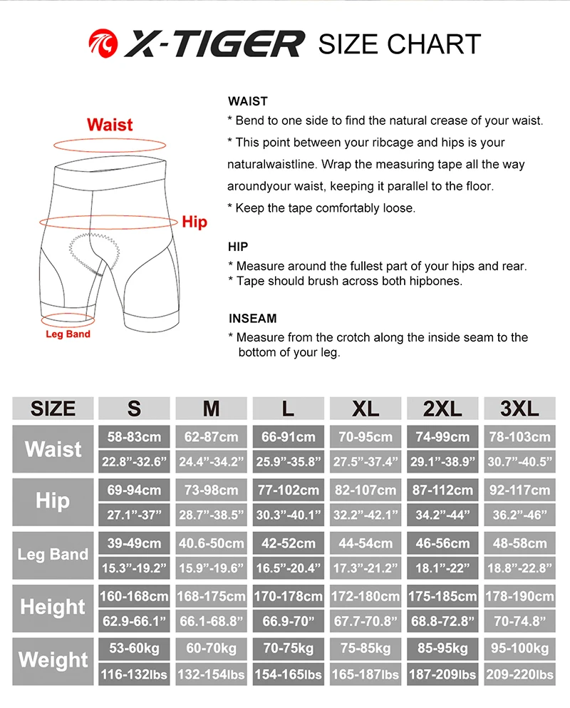 X-TIGER Herren-Radunterwäsche-Shorts, 5D-gepolstert, für Sport, Reiten, Fahrrad, Fahrrad, MTB, Liner-Shorts mit rutschfesten Beingriffen – Detail 4