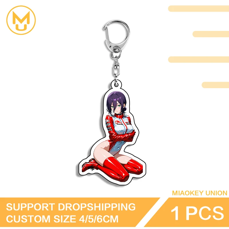 Reze Key Chains NSFW Alluring Kneel Posture Girl Hanging Ornament Hentai Racing Style Props Suitable For Bag Decorations