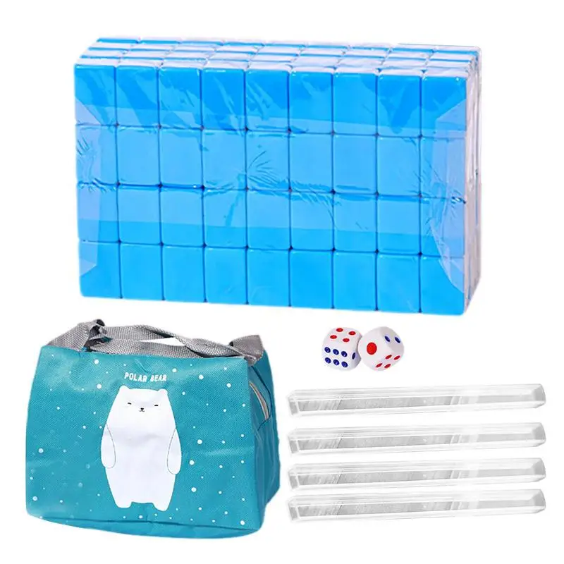 

Mahjong Travel Set Traditional Chinese Mahjong Set With Storage Bag Portable 144 Tiles Mah-Jong For Travel Family Leisure Time