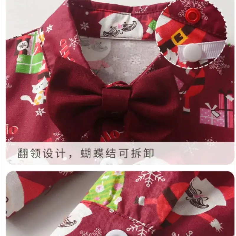 Baby Jongens Kids Kerstman Kerstman Pak Strikje Shirt Met Broek Voor Kinderen Formele Ceremonie Party Prestaties Kerst Kostuum