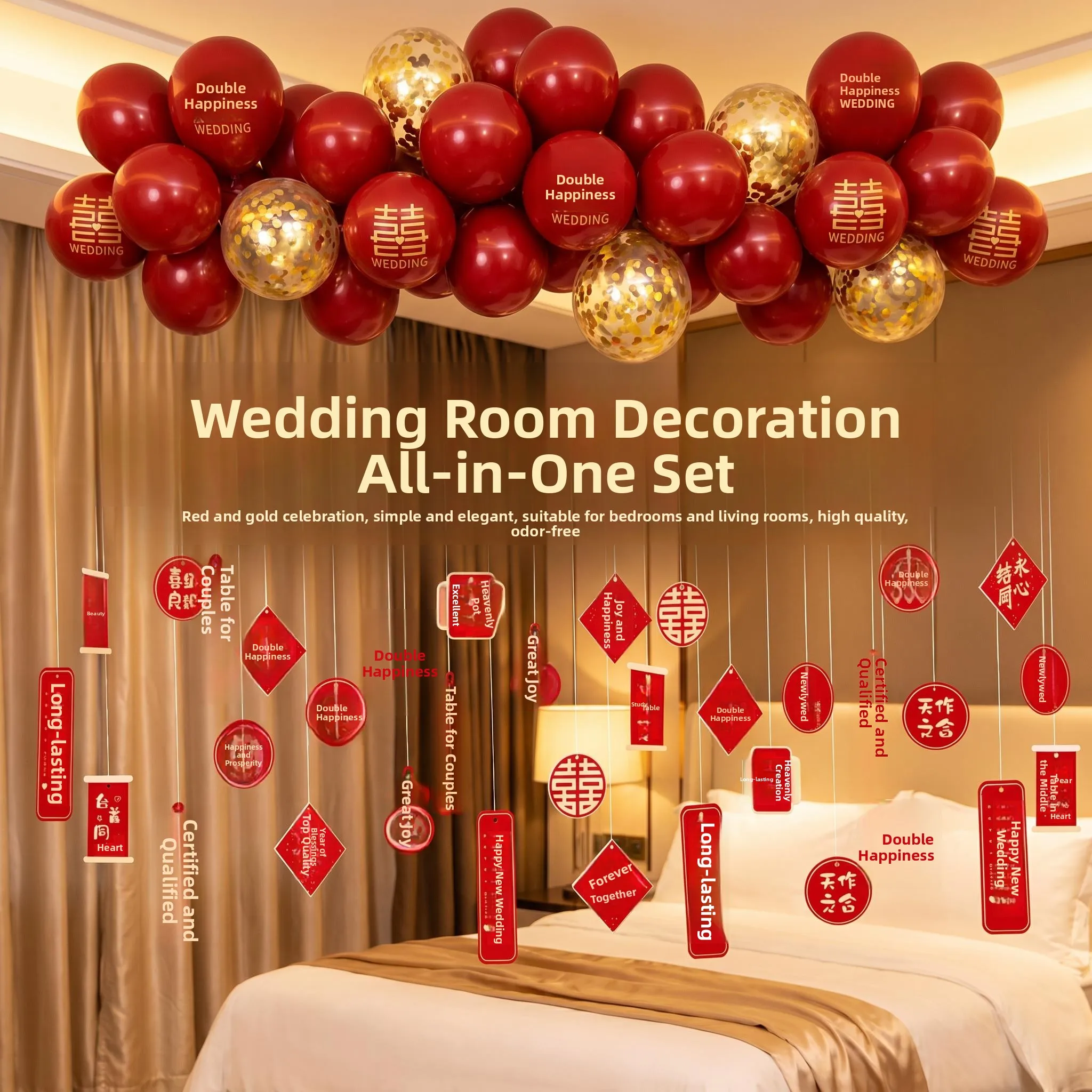 

Wedding Balloons Decorations Simple Elegant Red Gem Balloons for Groom's Bedroom And Bride's Living Room Wedding Celebration