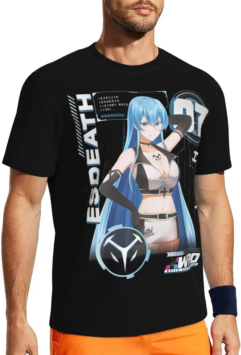 

Anime Akame Ga Kill Esdeath Shirt Men's Sports Round Neck Short Sleeve Tee Tops