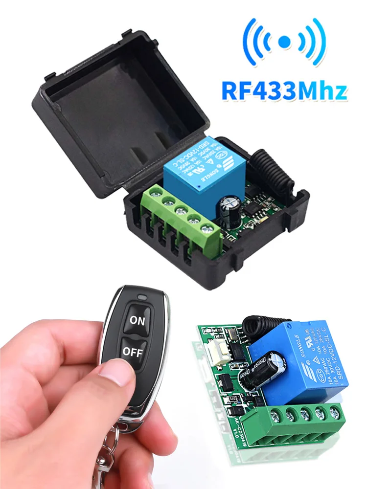 Commutateur universel de télécommande de porte RF 433Mhz, DC 12V 10A 1CH, récepteur de relais, Module de bricolage, transmetteur 2CH pour éclairage de porte de Garage