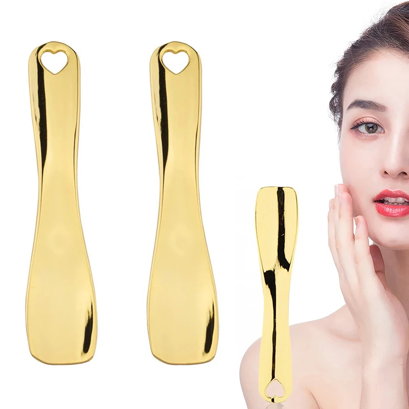 1pcs Metal Zinc Mini Cosmetic Spatula Curved Scoop Gold Silver Makeup Mask Cream Spoon Eye Cream Stick Beauty Scoop