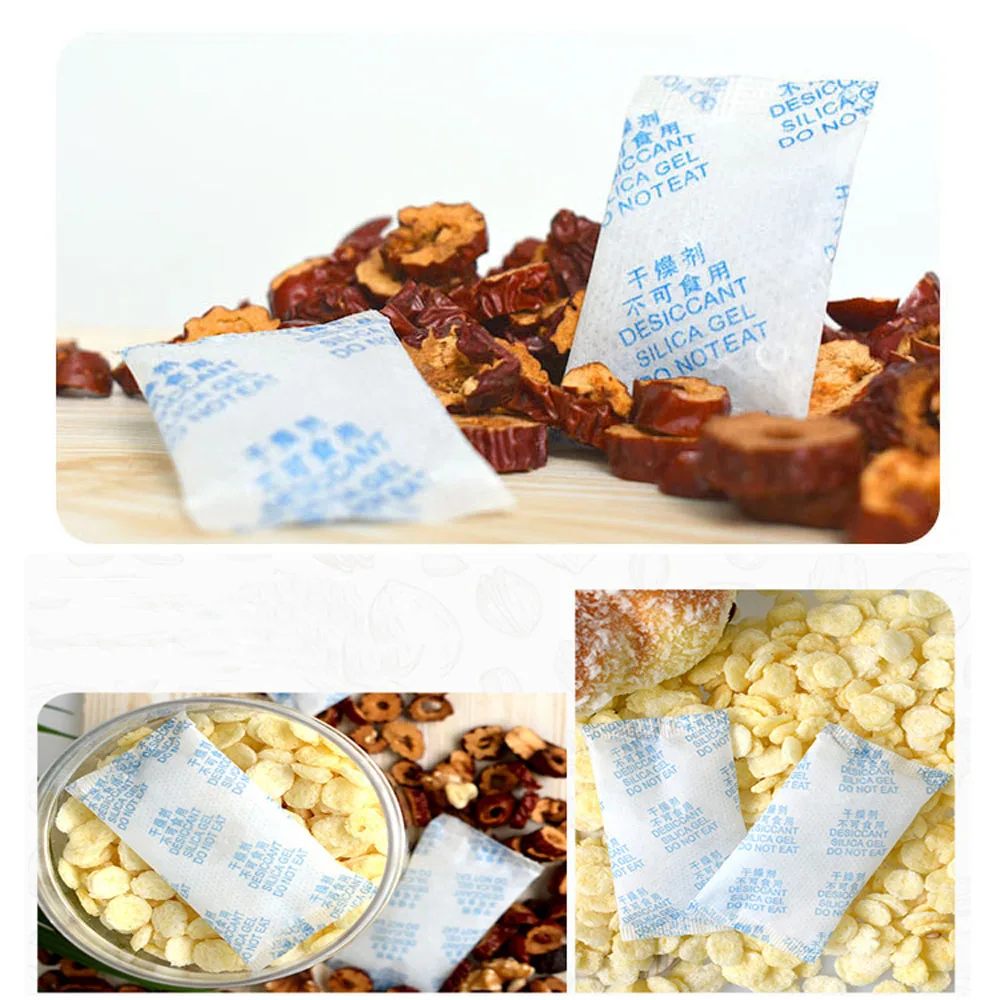 0.5g/1g/2g/3g/5g Packets of Silica Gel Sachets Desiccant Pouches Kitchen Room Living Absorber Bag Clothes Food Moisture Absorber