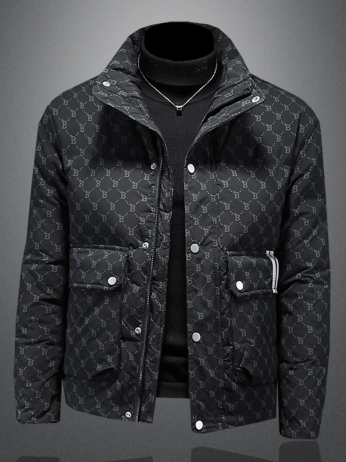 

Мужская пуховая куртка Du Feather: утепленная, теплая зимняя куртка с воротником-стойкой, с принтом, повседневная, из полиэстера, молодежная мода