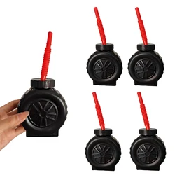 2pcs Racing car cups straws race wheel tire shape straws cups boys birthday straws cups Racing themed birthday party decoration