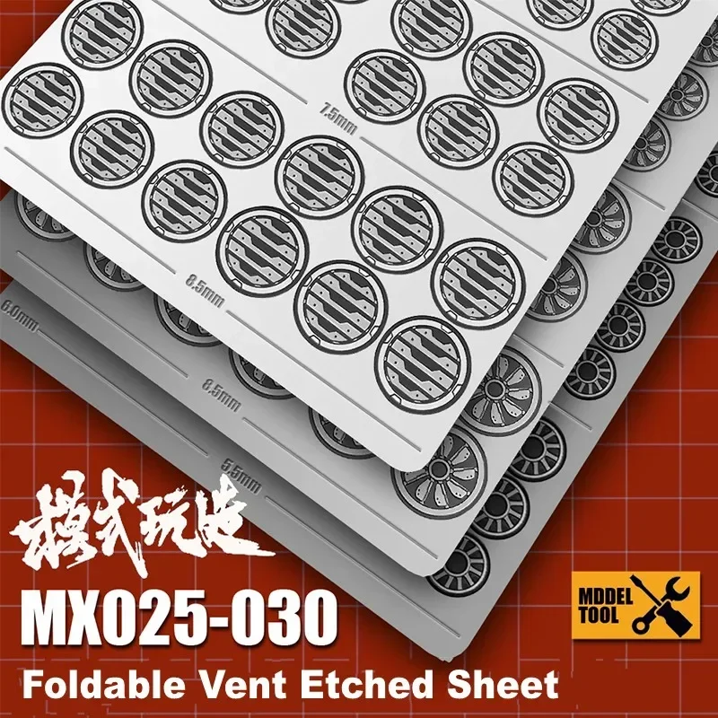 

MSWZ MX025-MX030 Foldable Etched Sheet Model Vent Detail Etching Parts Model Making Tools for Military Model DIY Accessories