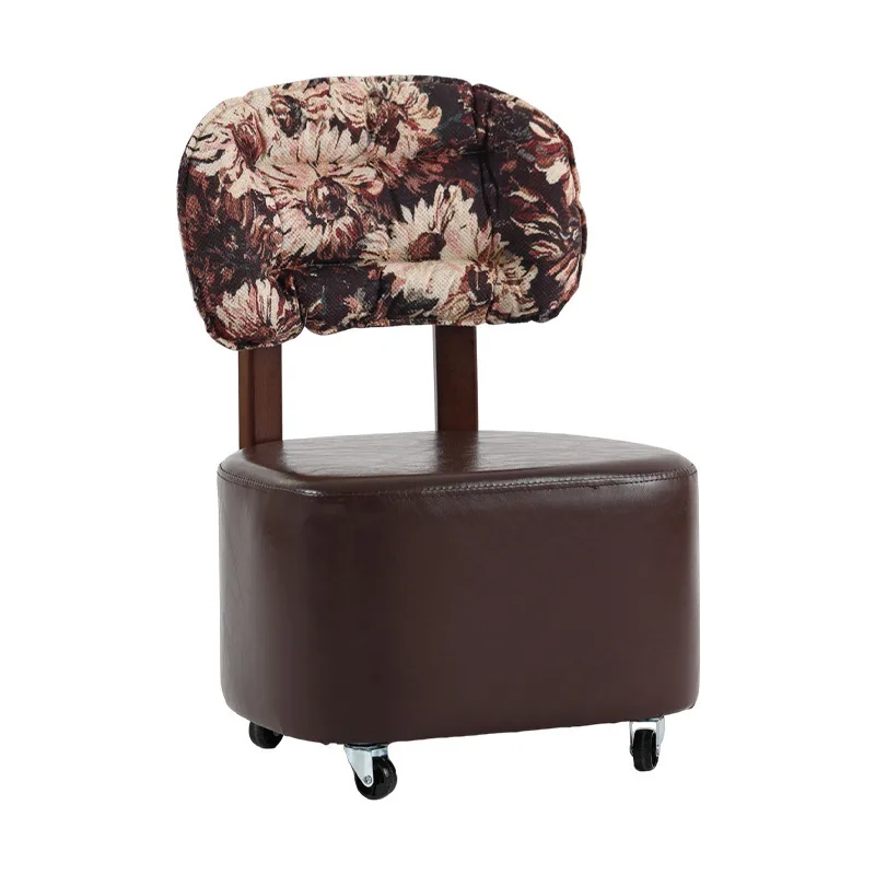 

Solid wood stool, household living room universal wheel sofa stool